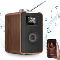 Wholede DAB Plus rádio s Bluetooth, DAB rádio s 2000mAh baterií, DAB+/FM retro dřevěné digitální rádio budík s dvojitým alarmem 